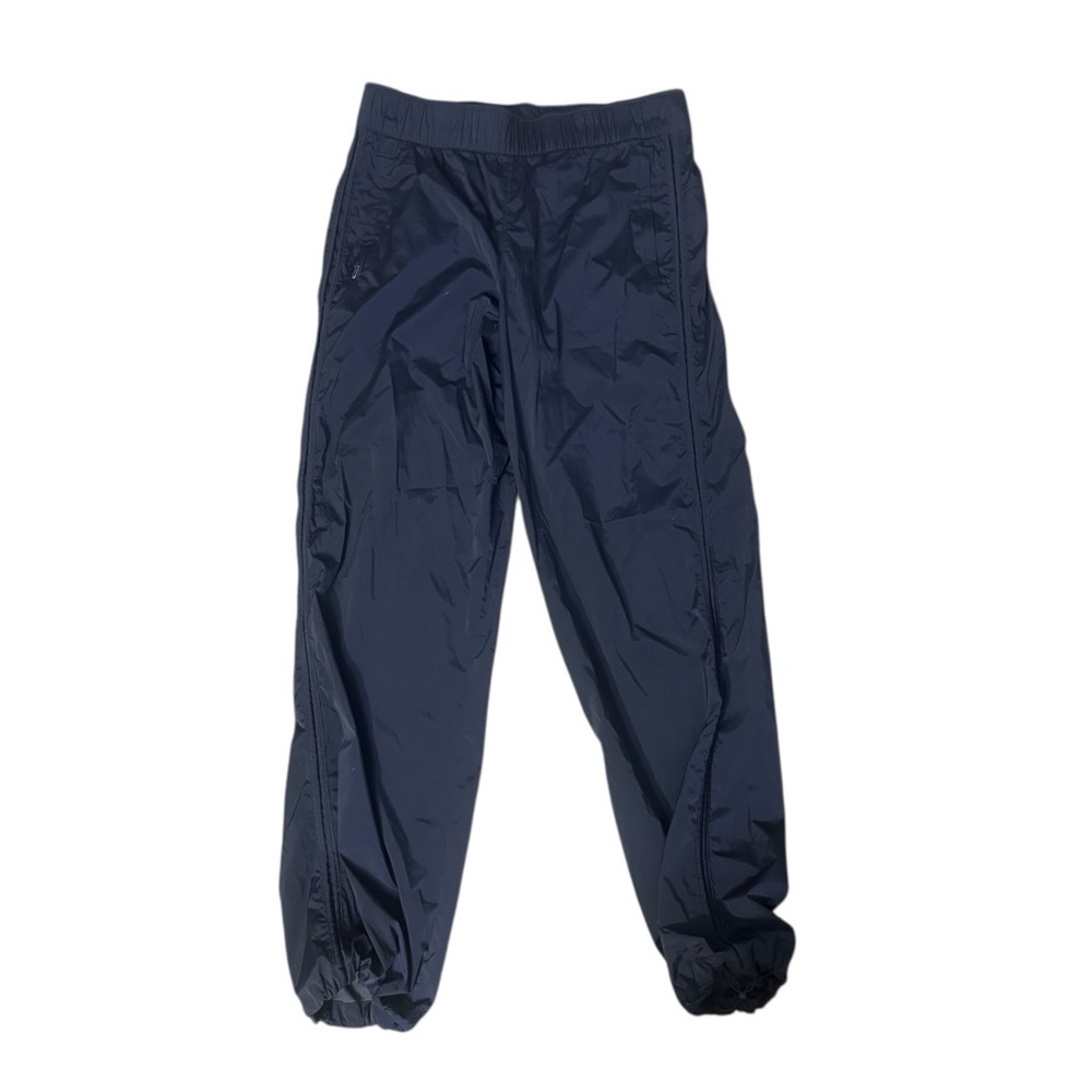 ATHLETA Rise Pant #472261 Size L Blue Bungee Hem Zip Pocket Nylon Blend Small